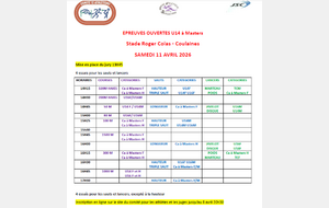 EPREUVES OUVERTES U14 à Masters Stade Roger Colas - Coulaines SAMEDI 11 AVRIL 2026